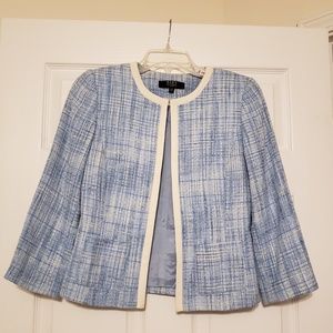 sz 2P blue cream tweed jacket